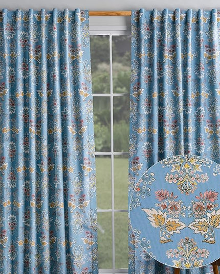Maison d' Hermine Curtains for Living Room 100% Cotton 108 inch Length Two Panels Light Filtering Curtains for Bedroom Windows with Rod and Loop Pockets Drapes (Marquise Blue, 50" W x 108" L)