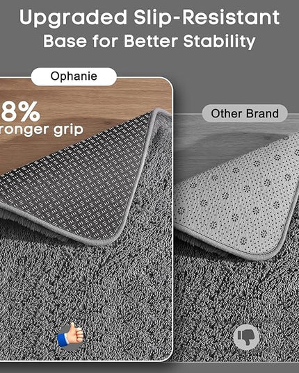 Ophanie Runner Rug for Hallway, 2x6 Upgrade Non-Slip Fluffy Soft Bedside Rugs, Bedroom Living Room Grey Shaggy Gray Carpet for Kids Girls Boys Dorm Nursery Home Decor Aesthetic