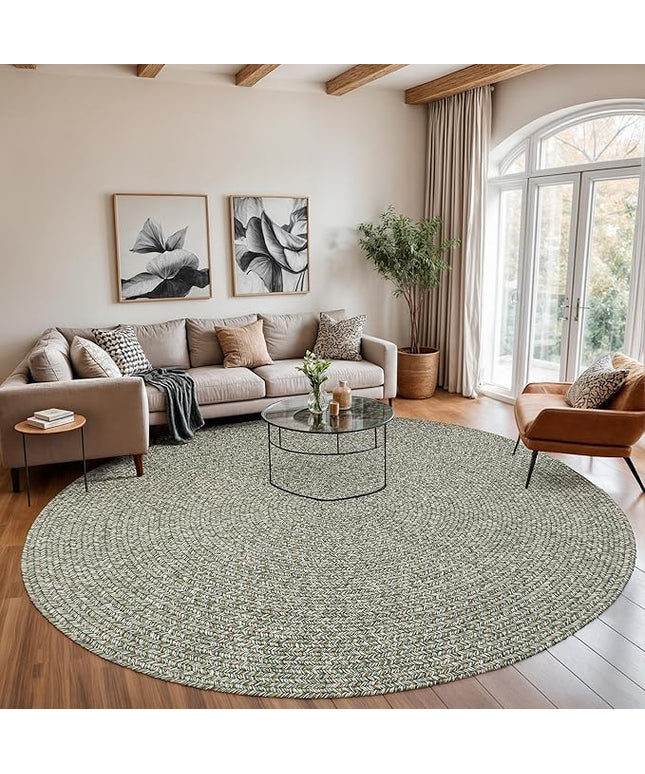 Seasons SE65 Spring Green 8' x 8' Round - Braided Area Rug, Home Decor, Floor Mat or Bedroom Rug - Easy Care, Ideal for High Traffic Areas in Hallway and Living Room - Made in USA