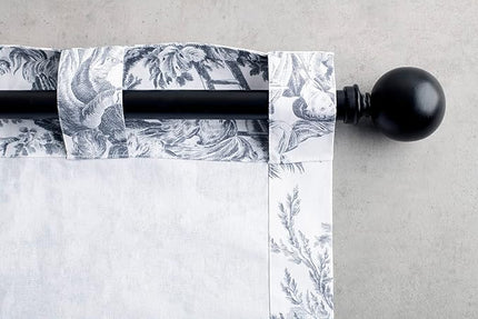 Maison d' Hermine Curtains for Living Room 100% Cotton 124 inch Length One Panel Light Filtering Toile Curtains with Rod and Loop Pockets (The Miller Paloma Gray (White Background), 50" W x 124" L)