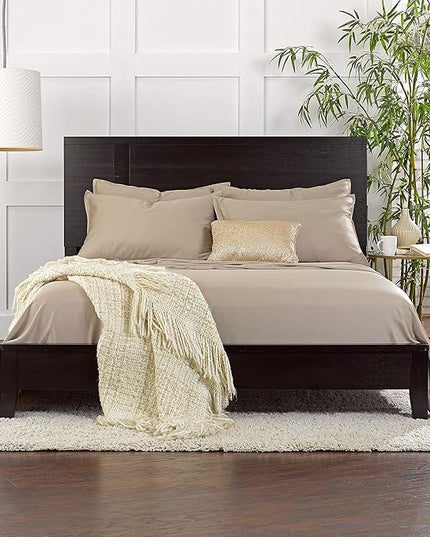 Pure Bamboo Full Sheets, Genuine 100% Organic Viscose Derived from Bamboo Bed Sheet Set, Luxuriously Soft & Cooling, Double Stitching, 2 Year Quality Promise (Full, Sand)