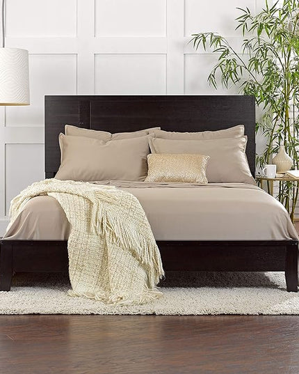 Pure Bamboo King Sheets, Genuine 100% Organic Viscose Derived from Bamboo Bed Sheet Set, Luxuriously Soft & Cooling, Double Stitching, 2 Year Quality Promise (King, Sand)