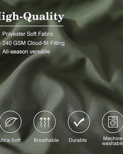 Monbix King Size Comforter Set - 7 Pieces Bed in a Bag King, Olive Green Bedding Sets with Comforter, All Seasons Down Alternative Comforter Bed Set with Sheets, Pillowcases & Shams