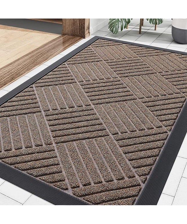 Smiry Front Door Mat Outside Entrance, Heavy Duty Outdoor Indoor Mat, Natural Rubber Doormat, Non Slip, Trap Dirt and Moisture, Easy Clean, Low Profile Patio Porch Entryway Mat, 29.5x17, Mix Brown