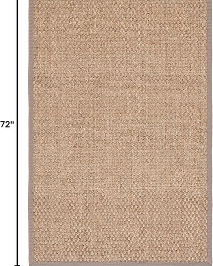SAFAVIEH Area Rug 4x6 - Natural Fiber Collection - Natural & Grey, Seagrass, Basketweave Pattern with Border (NF114P)