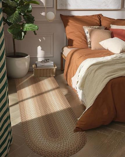 Tranquility TQ52 Natural 2' x 6' Runner - Braided Area Rug, Home Decor, Floor Mat or Bedroom Rug - Easy Care, Ideal for High Traffic Areas in Hallway and Living Room - Made in USA
