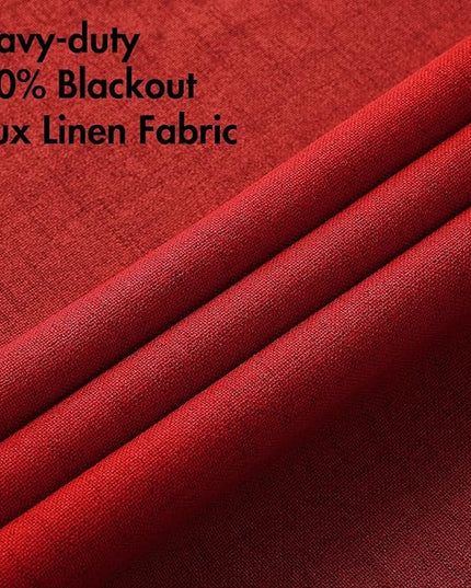 MIULEE Linen Curtains for Bedroom 100% Blackout Thermal Insulated Red Grommet Room Darkening Curtains & Drapes Christmas Decor for Living Room Nursery 52 x 90 Inch (2 Panels)