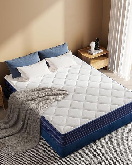 Full Mattress, 12 Inch Full Size Mattress in a Box, Double Mattress, Pocket Spring&Memory Foam, Medium, Motion Isolation, Fiberglass Free, CertiPUR-US Certified