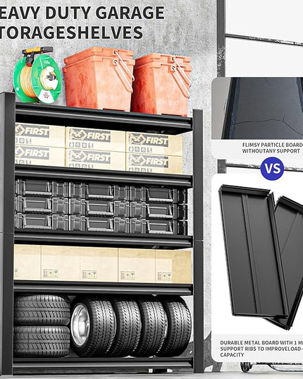 2 Set Garage Shelving Unit 72" H3000bls Heavy Duty Storage Shelves Easy Assembly 5 Tier Adjustable Metal Steel Utility Shelf Rack