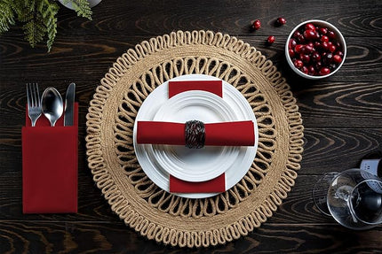 100 Linen-Feel Colored Paper Napkins - Decorative Cloth-Like Burgundy Dinner Napkins - Soft And Absorbent. For Kitchen, Party, Wedding, Bathroom Or Any Occasion. (Pack of 100)