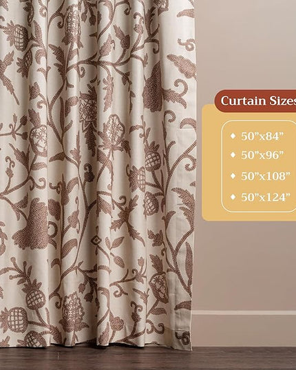 Maison d' Hermine Curtains for Living Room 100% Cotton 84 inch Length One Panel Light Filtering Curtains for Bedroom Windows with Rod and Loop Pockets Drapes (Artisan Love Sand, 50" W x 84" L)