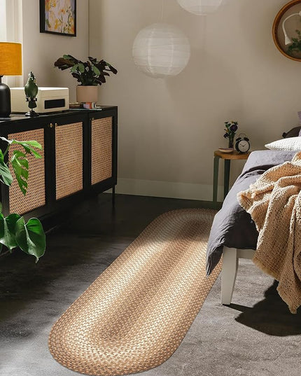 Tranquility TQ52 Natural 2' x 8' Runner- Braided Area Rug, Home Decor, Floor Mat or Bedroom Rug - Easy Care, Ideal for High Traffic Areas in Hallway and Living Room - Made in USA