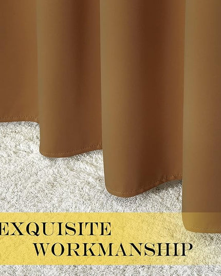 NICETOWN Blackout Curtains for Sliding Glass Door Room Divider Noise Reduce Curtain Panel Portable Window Screen Sliding Partition, W100 x L102 inches, 1 Panel, Gold Brown