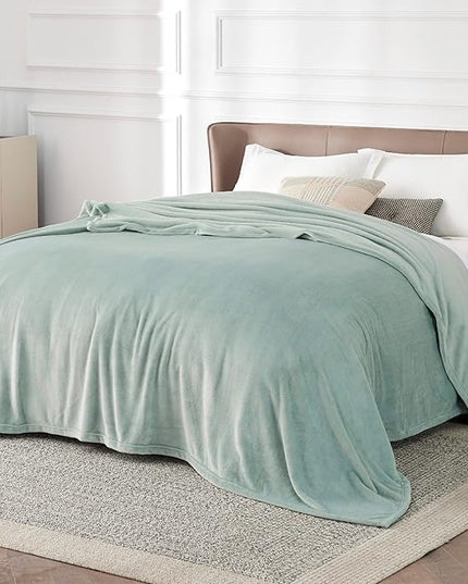 Bedsure GentleSoft Fleece Blanket California King Sage Green - Lightweight Plush Fuzzy Cozy Soft Bed Blankets, 102x96 inches