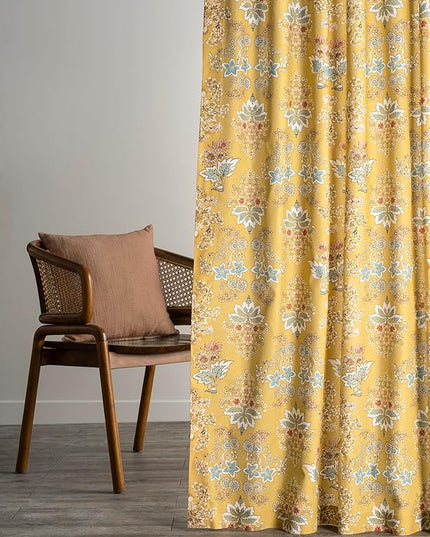 Maison d' Hermine Curtains for Living Room 100% Cotton 108 inch Length Two Panels Light Filtering Curtains for Bedroom Windows with Rod and Loop Pockets Drapes (Marquise Yellow, 50" W x 108" L)