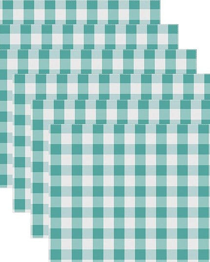 Urban VillaPlacemats for Dining Table 100% Cotton Placemats 14''x20'' Over Sized Tablemats Set of 6 Placemats Aqua/White Color Buffalo Check Tablemats for Family Dinners Wedding PartiesPlacemats