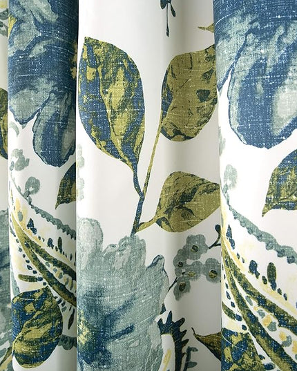 Lush Decor Floral Paisley Light Filtering Window Curtain Panel Pair, 52"W x 108"L, Blue