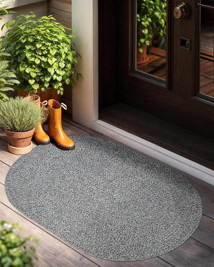 Seasons SE95 Winter Blues 4' x 6' Oval - Braided Area Rug, Home Decor, Floor Mat or Bedroom Rug - Easy Care, Ideal for High Traffic Areas in Hallway and Living Room - Made in USA