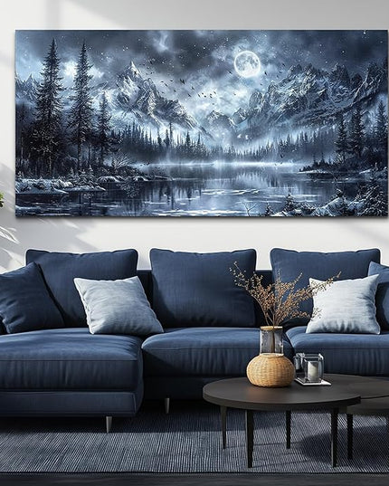 FUHAIHUA Large Canvas Wall Art For Living Room Wall Decor For Bedroom Office Decoration Black And White Wall Painting Forest Landscape Picture Hotel Artwork Poster Home Decor Ready to Hang 30X60 In