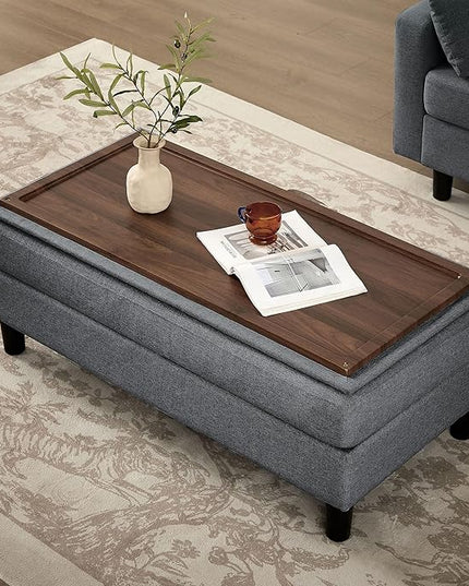 Convertible Sectional Sofa with Storage Ottoman Bench, 101" U Shaped Couch 4-Seat Sofa Set for Living Room/Apartment, Sectional Couch with Movable Ottoman, Darkgrey
