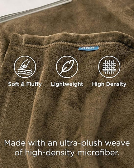 Bedsure GentleSoft Fleece Throw XL Blanket Camel - 300GSM Soft Lightweight Plush Cozy Blankets for Bed, Sofa, Couch, Travel, Camping, 50x70 inches