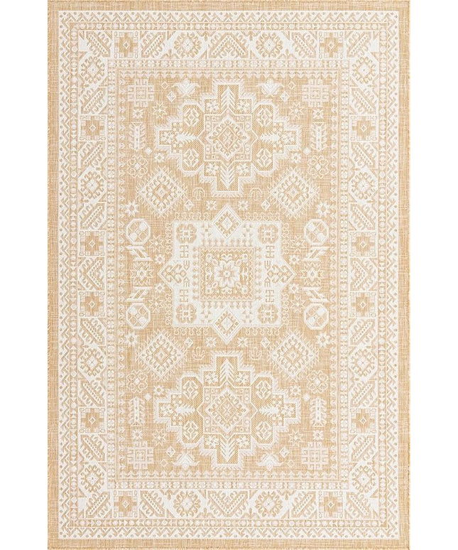 Rugs.com Outdoor Aztec Collection Rug – 6' x 9' Natural Flatweave Rug Perfect for Living Rooms, Large Dining Rooms, Open Floorplans