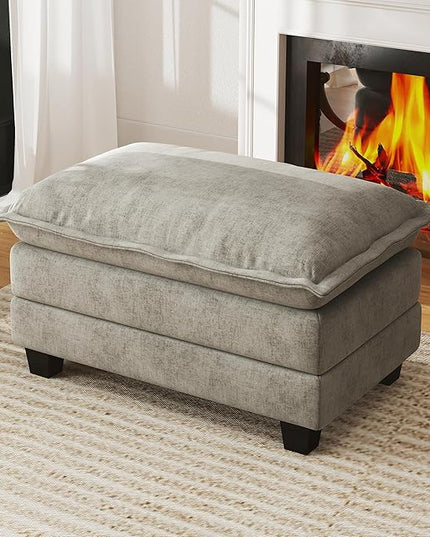 WorthFurni Cloud Couch Ottoman Modular Sectional Sofa, Comfy Deep Seat Cushion for Apartment Living Room Bedroom (Grey)