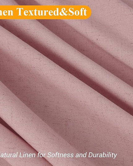 Naturoom Pink 36 Inch Shower Curtain - Stall Narrow Half Linen Ultra Thick Fabric Shower Curtain Set with Hooks, Boho Farmhouse Rustic RV Camper Bath Curtains for Bathroom, 36x72