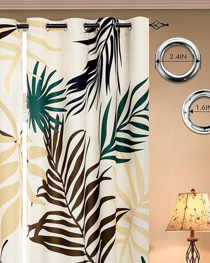SUBRTEX Light Flitering Curtains 52Wx84L, Room Darkening Vibrant Floral Drapes, 50% Blackout, Semi Sheer Boho Farmhouse Curtains for Living Room, Yellow