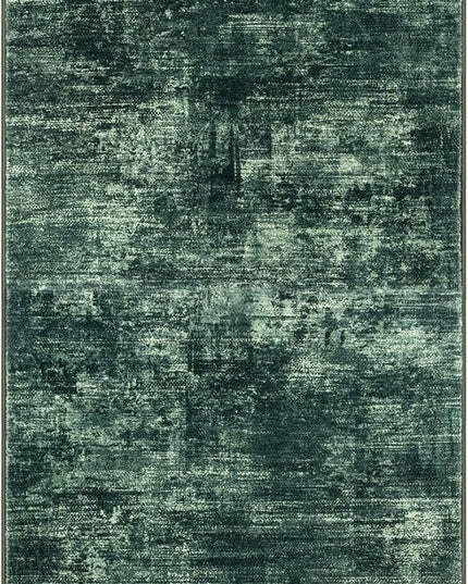 IOHOUZE Abstract Runner Rug 3x8 Ft Washable Runners for Hallways, Non Slip Kitchen Runner Printed Faux Wool Entryway Runner Indoor, Modern Abstract Floor Carpet for Hall Bedroom, Dark Green