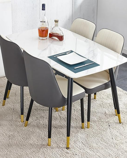Table and Chairs Set of 4, Dining Room Table Set for 4, Sintered Stone Kitchen Table Top and Modern Chairs Set of 4 for Kitchen Dining Room, Small Space