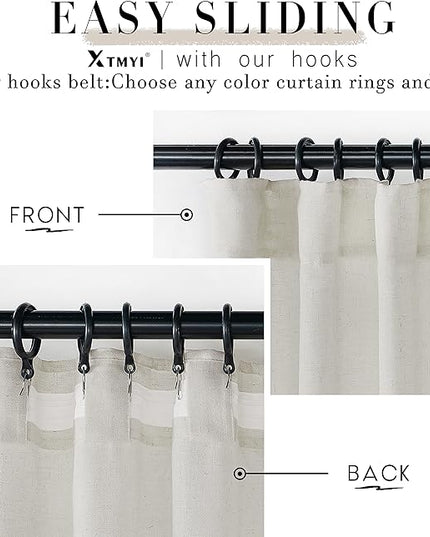 XTMYI 86 Inch Linen Curtains,2 Panels Set Semi Sheer Boho Back Tab Pleated Rod Pocket Curtain Drapes for Living Room Bedroom,Cream Ivory,40x86 in Long
