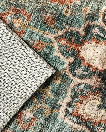 Washable Oriental Hallway Runner Rug - 3x14 Rugs for Living Room Soft Carpet for Bedroom Kitchen Waterproof Floral Distressed Indoor Stain Resistant Non-Shedding Floor Carpets (Green, 3X14)