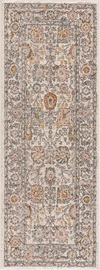 BoutiqueRugs Herstmonceux Boho Vintage Colorful Area Rug - Farmhouse Traditional Floral Rug for Living Room, Bedroom - Cream, Green, Sage, Red, Gray, Taupe, Coral - 6'7" Square