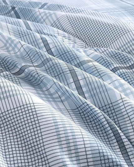 MaiRêve Plaid Queen Comforter Sets, Light Blue Grid Farmhouse Bedding Set Bed in A Bag, Classic Checkered Comforter Sets with Fitted & Flat Sheet, Pillowcases & Shams(Light Blue, 90"x90")