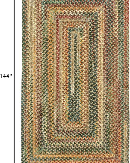 Capel American Heritage Tan Multi 9' 0" X 12' 0" Concentric Rectangle Braided Rug