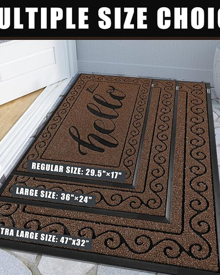 Yimobra Welcome Mats for Front Door 29.5x17, Heavy Duty Waterproof Outdoor Door Mat Outside Entrance, Non-Slip Low Profile Indoor Entryway Mat for Garage Patio, Coffee