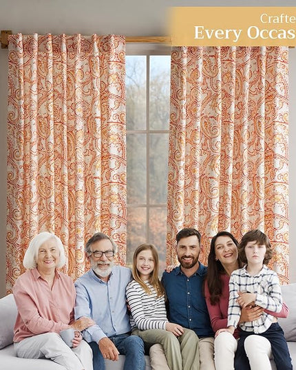 Maison d'Hermine Curtains for Living Room 100% Cotton 108 inch Length One Panel Window Curtains for Bedroom with Loop & Rod Pockets - Palatial Paisley, 50" W x 108" L