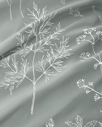 Love's cabin Grey Queen Comforter Set - Queen Size Comforter Set, 3 Pieces Cute Floral Bedding Sets for All Seasons,1 Soft Reversible Botanical Flowers Comforter and 2 Pillow Shams