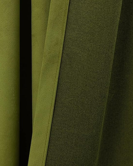 KOUFALL Extra Long 102 Inch Velvet Blackout Curtains for Living Room,Olive Green Luxury Vintage French Country Cottage Core Pleated Drapes for Sliding Glass Doors