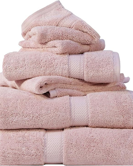 Superior Egyptian Cotton Pile 6 Piece Towel Set, Includes 2 Bath, 2 Hand, 2 Face Towels/Washcloths, Ultra Soft Luxury Towels, Thick Plush Essentials, Guest Bath, Spa, Hotel Bathroom, Tea Rose