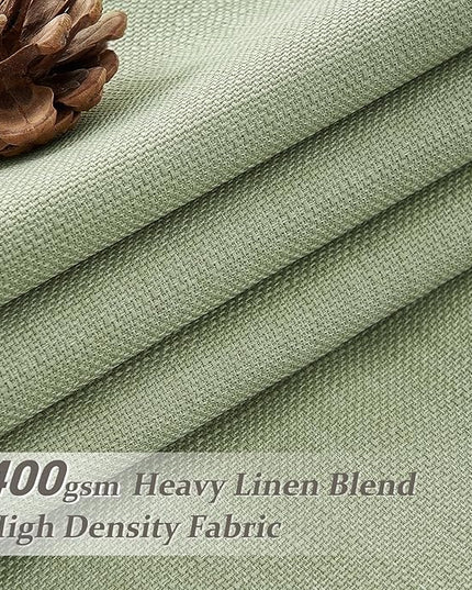 Sage Green Pinch Pleated Curtains 84 Inches Long for Patio Sliding Glass Doors, Memory Trained Viral Blackout Two Layer Linen Boho Drapes Insulated Noise Blocking Windows Curtain 40W x 84L x 2 Panels