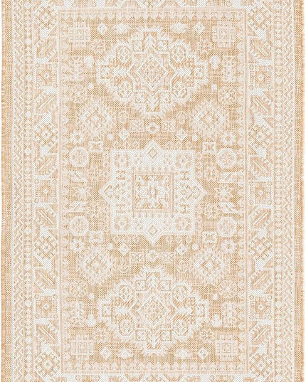 Rugs.com Outdoor Aztec Collection Rug – 3' x 5' Natural Flatweave Rug Perfect for Living Rooms, Large Dining Rooms, Open Floorplans