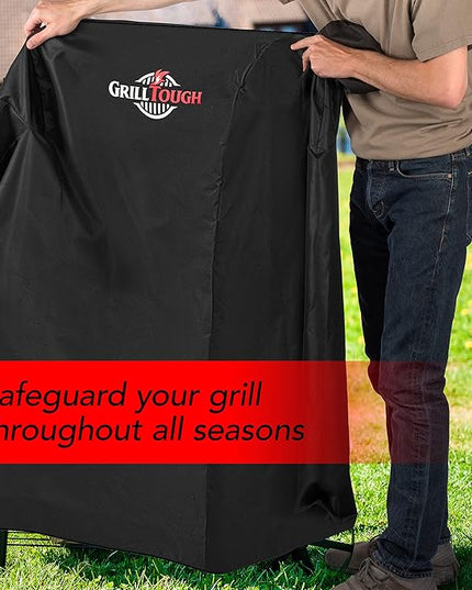 Heavy Duty Smoker Cover, 40 Inch – Waterproof, Weather Resistant, UV & Fade Resistant with Adjustable Straps – BBQ Cover for Flat Grill, Black