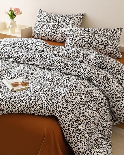 CLOTHKNOW Black Cheetah King Size Comforter Set Animal Leopard Print Bedding Comforter Sets Soft Black Brown Bedding Sets