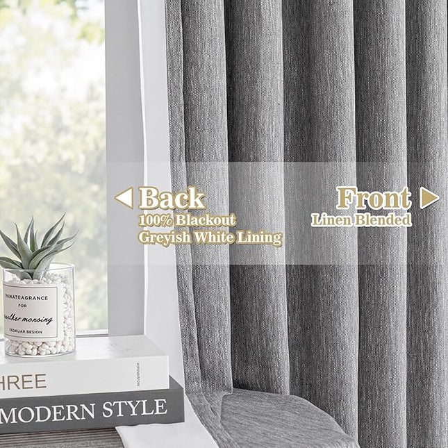 MYSKY HOME Dark Grey Blackout Curtains 63 inches Long Pinch Pleated Curtains for Living Room Bedroom 100% Room Darkening Black Out Window Drapes with Hooks Back Tab, 40" Wide per Panel, 2 Pieces