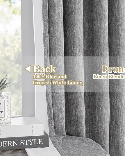 MYSKY HOME Dark Grey Blackout Curtains 102 inches Long Pinch Pleated Curtains for Living Room Bedroom 100% Room Darkening Black Out Window Drapes with Hooks Back Tab, 40" Wide per Panel, 2 Pieces