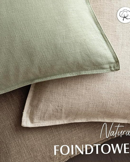 Foindtower Pack of 2, Decorative Linen Solid Throw Pillow Covers Soft Accent Cushion Case Boho Farmhouse Pillowcase for Chair Couch Sofa Bedroom Living Room Home Decor 22 x 22 Inch Light Sage Green