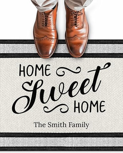 My Sign Center Personalized Doormat, Custom Welcome Home Sweet Home Mat Front Door, Indoor/Outdoor Anti Slip Backing, 18x30 Inches, Polyestere Top Made in USA