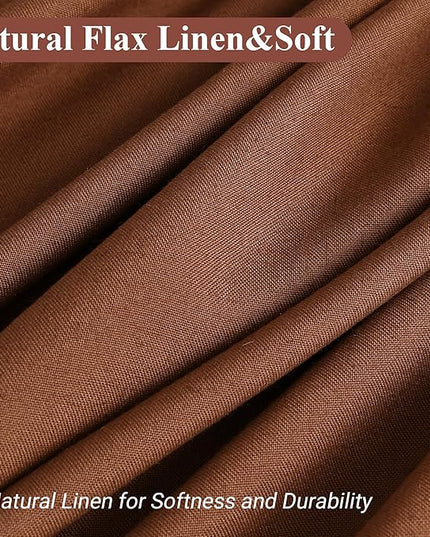 Naturoom Rustic Brown 60 Inch Shower Curtain - Stall Narrow Half Linen Ultra Thick Fabric Shower Curtain Set with Hooks, Boho Farmhouse Rustic RV Camper Bath Curtains for Bathroom, 60x72